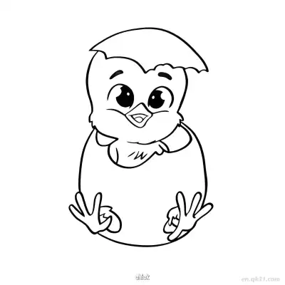 Free printable Hatching Chick with Eggshell Coloring Page coloring page