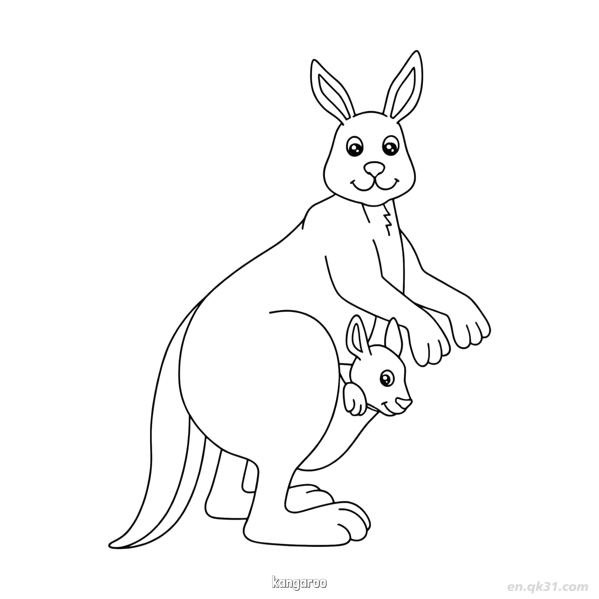 Kangaroo with Joey Australian Marsupial Coloring Page – Free Printable Coloring Page for Kids and Adults