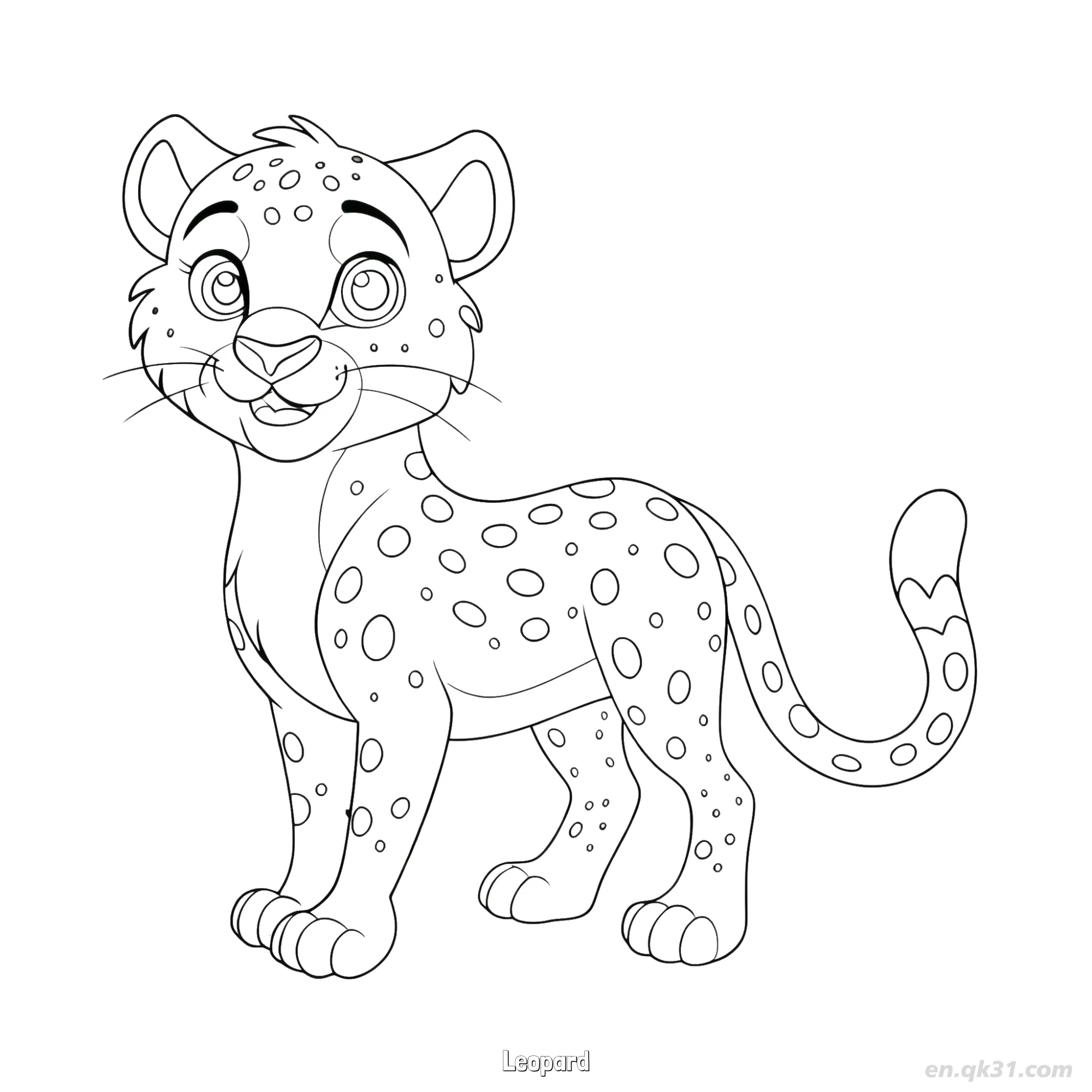 Leopard with Curved Tail Coloring Page – Free Printable Coloring Page for Kids and Adults