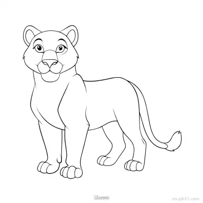 Free printable Lioness Coloring Page for Kids coloring page
