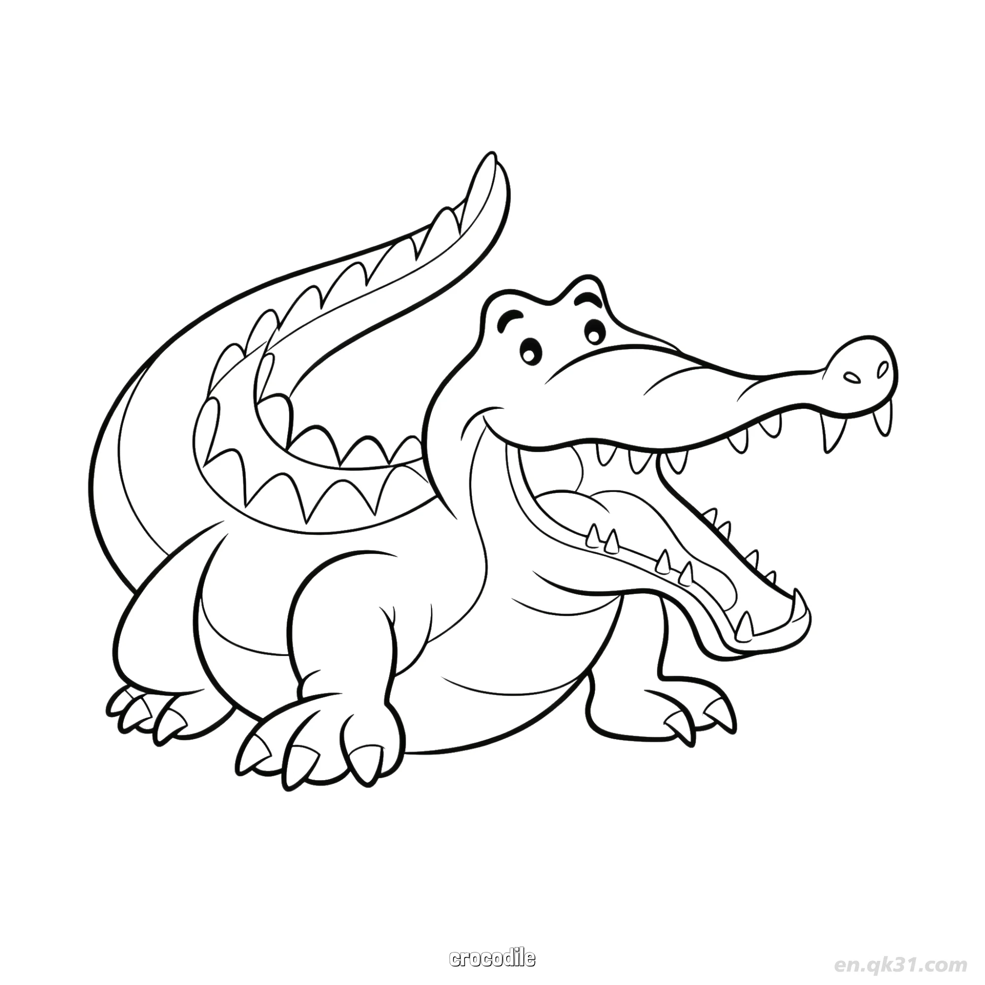 Open Mouth Crocodile Reptile Coloring Page – Free Printable Coloring Page for Kids and Adults
