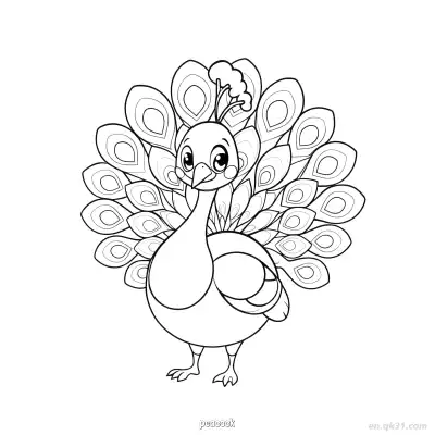 Free printable Peacock with Decorative Tail Coloring Page coloring page