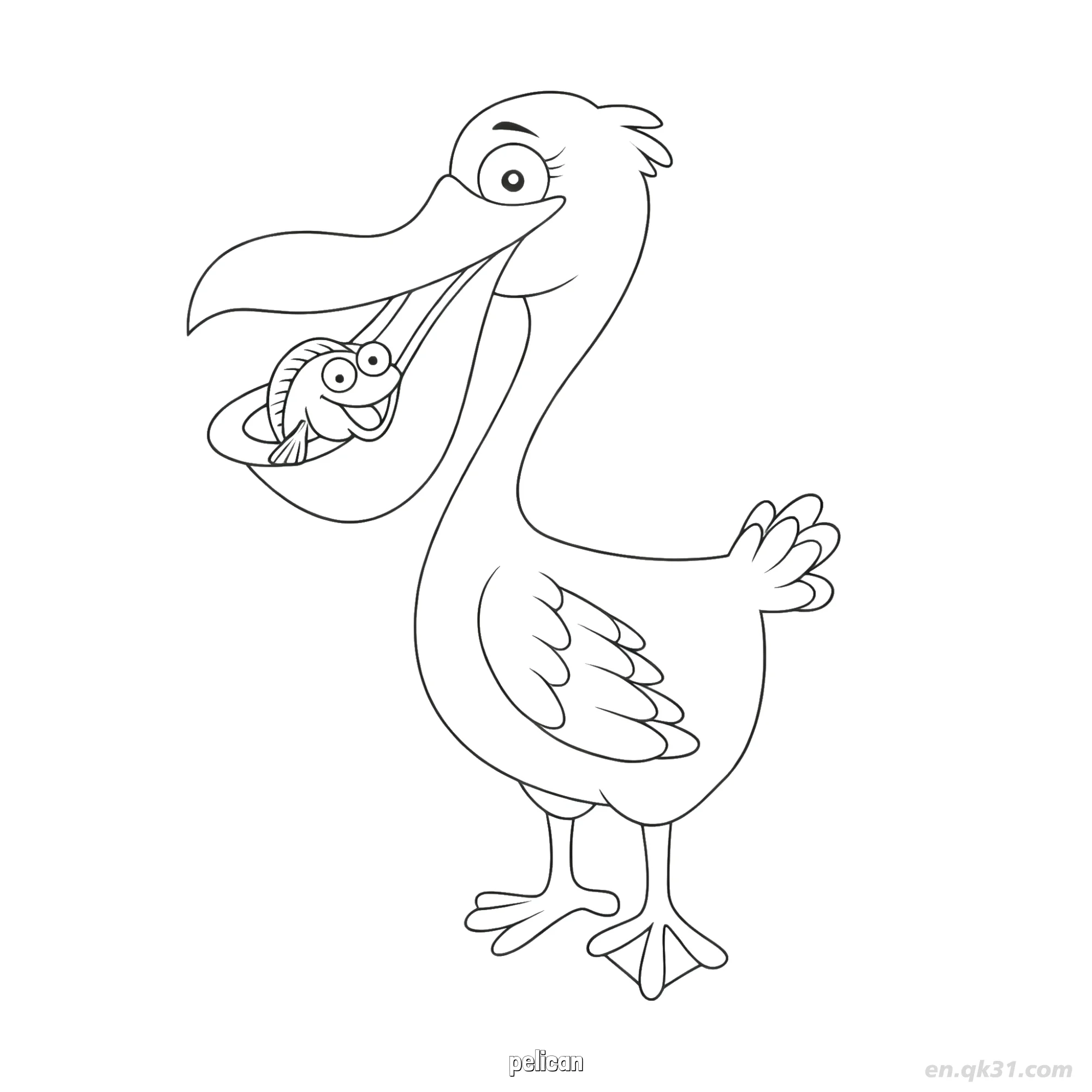 Pelican Holding Fish Coloring Page – Free Printable Coloring Page for Kids and Adults
