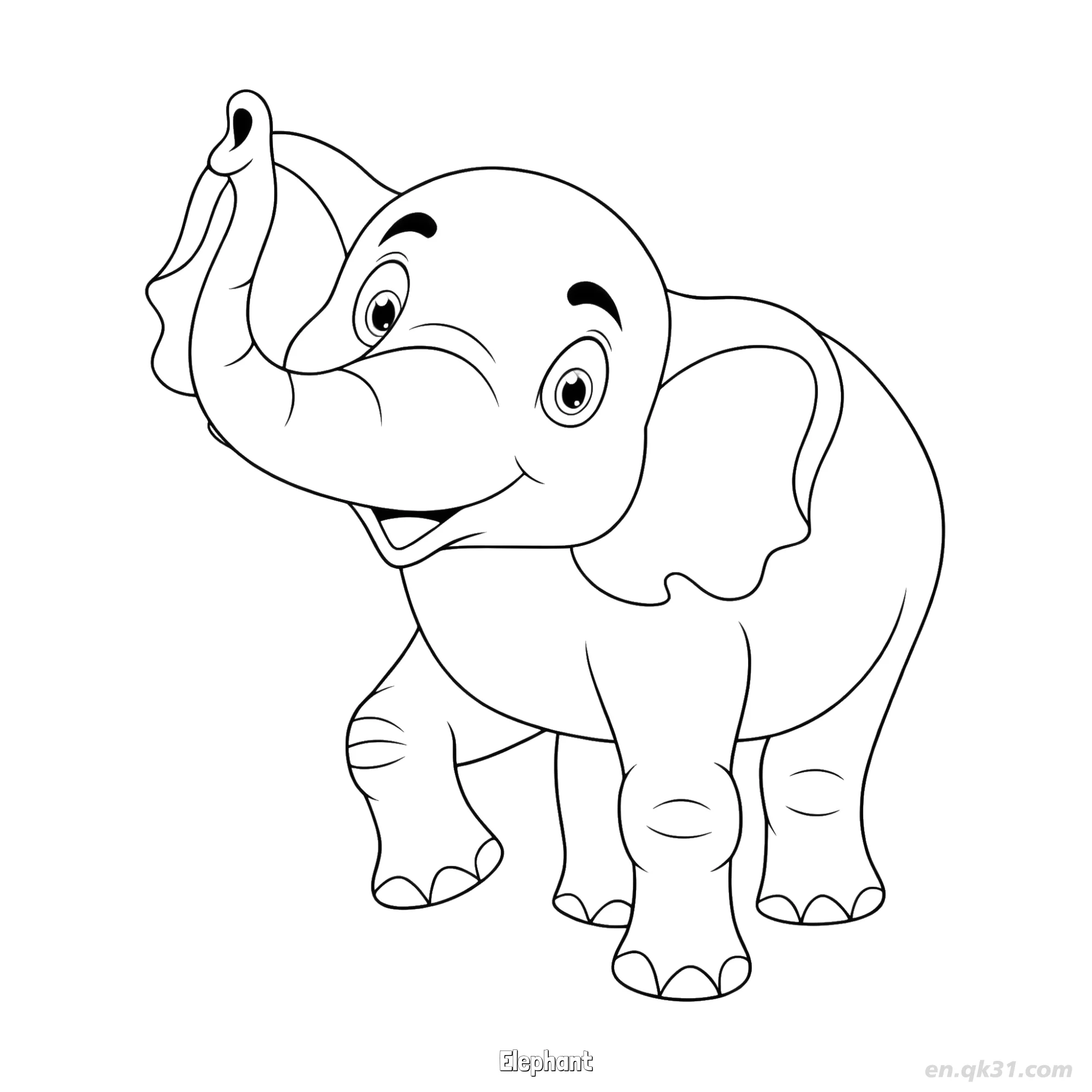 Playful Elephant Coloring Page for Kids – Free Printable Coloring Page for Kids and Adults
