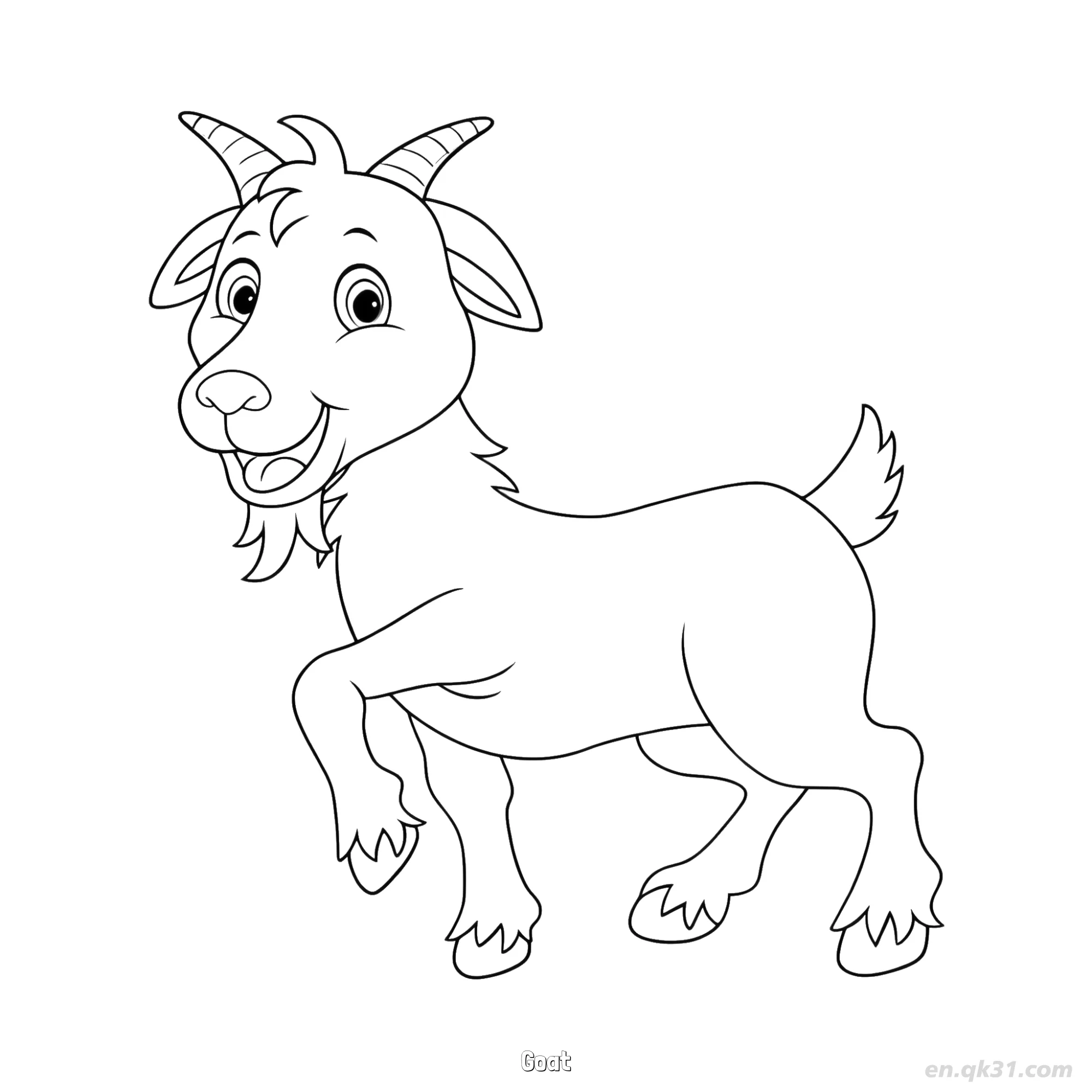 Playful Goat with Raised Leg Coloring Page – Free Printable Coloring Page for Kids and Adults