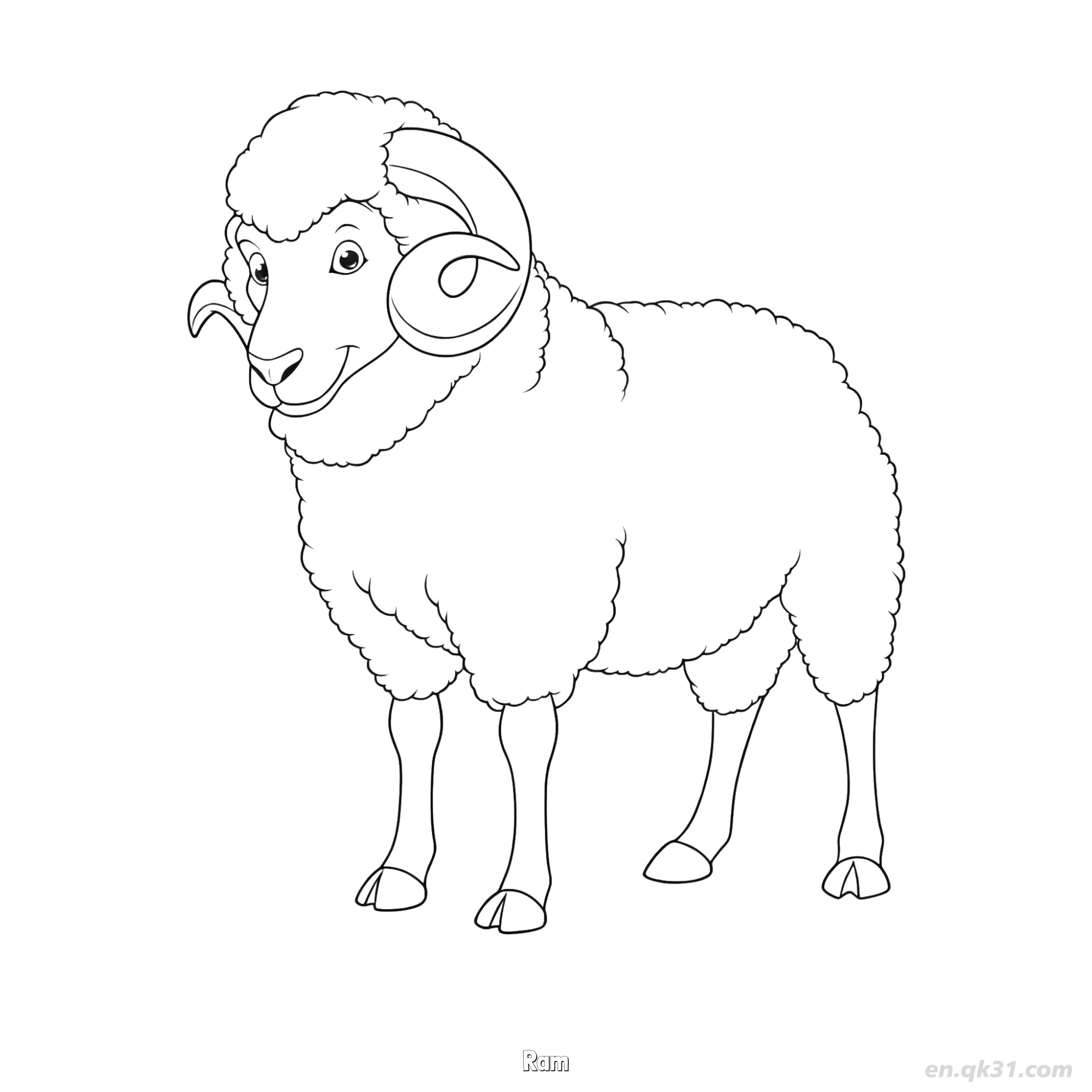 Ram Male Sheep Coloring Page for Kids – Free Printable Coloring Page for Kids and Adults