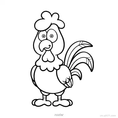 Free printable Rooster with Decorative Tail Coloring Page coloring page