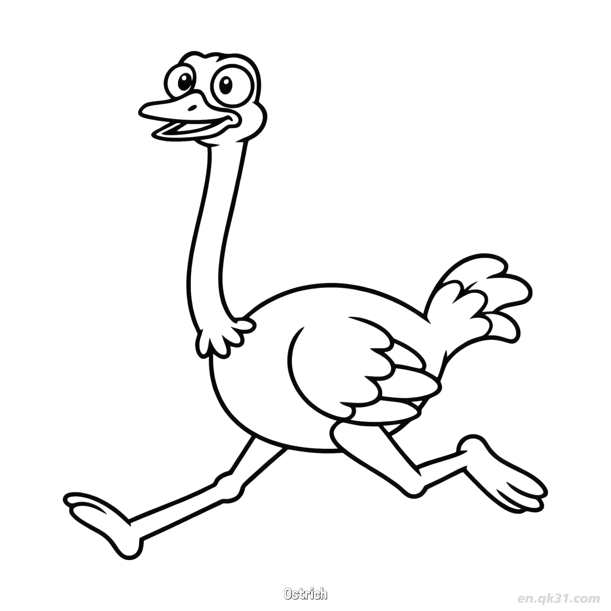 Running Ostrich with Spread Wings Coloring Page – Free Printable Coloring Page for Kids and Adults