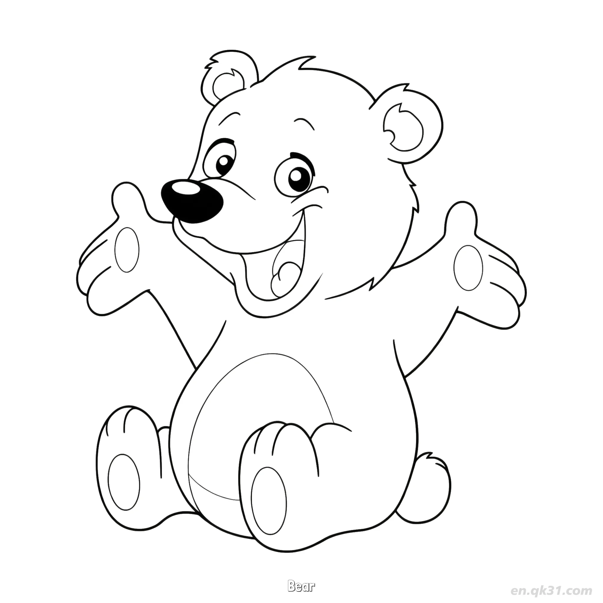 Sitting Bear with Open Arms Coloring Page – Free Printable Coloring Page for Kids and Adults