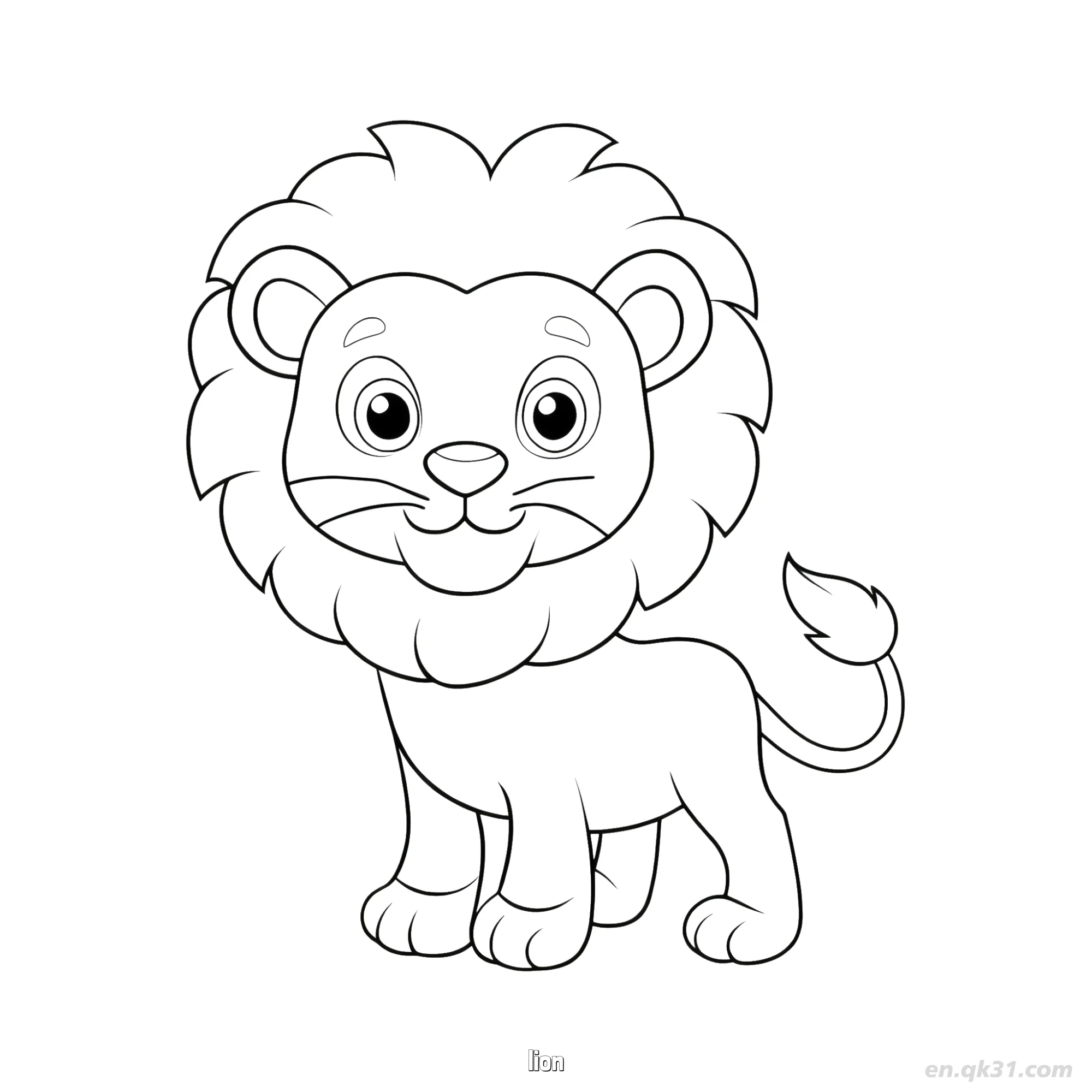 Smiling Baby Lion Cute Jungle Coloring Page – Free Printable Coloring Page for Kids and Adults