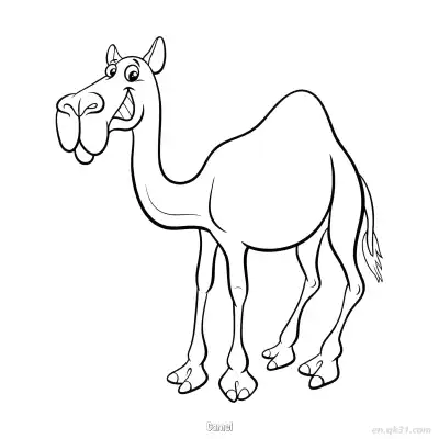 Free printable Smiling Camel with Single Hump Coloring Page coloring page