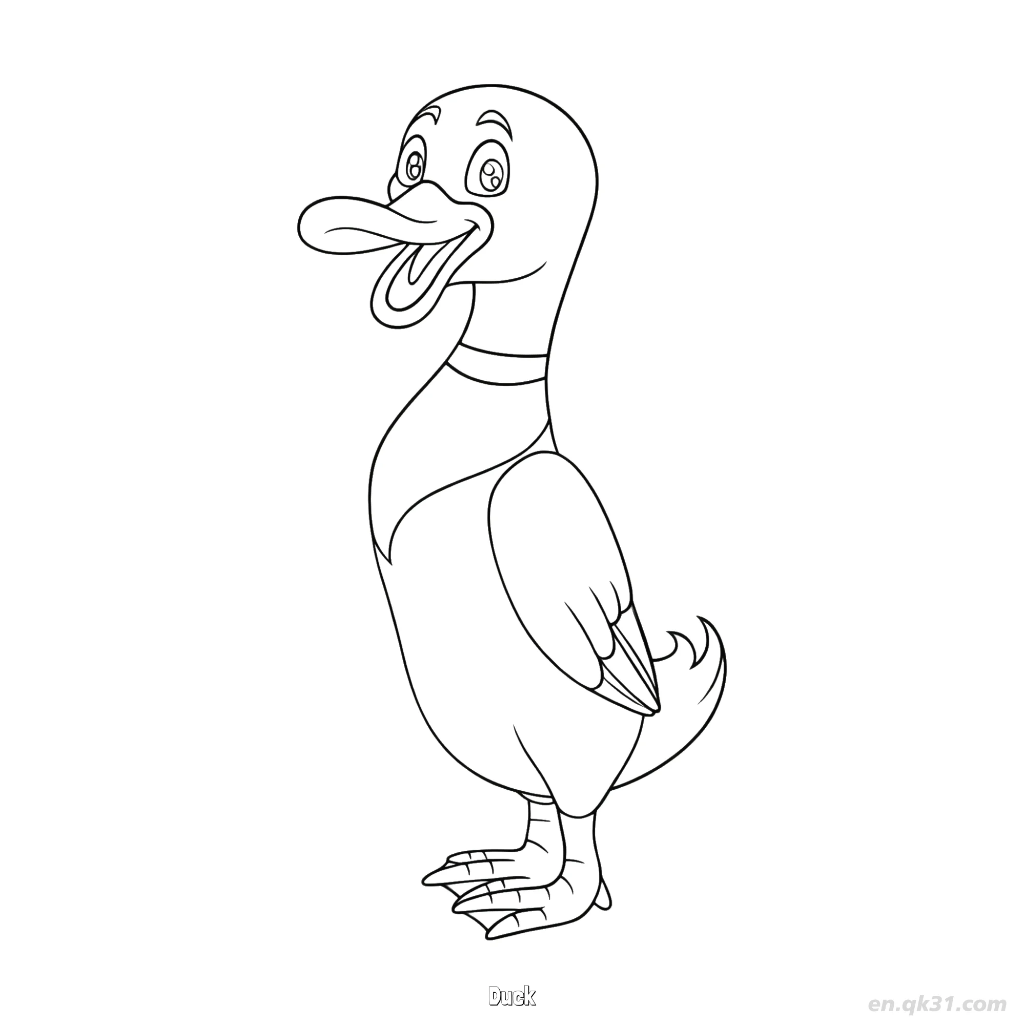 Smiling Duck with Open Beak Coloring Page – Free Printable Coloring Page for Kids and Adults