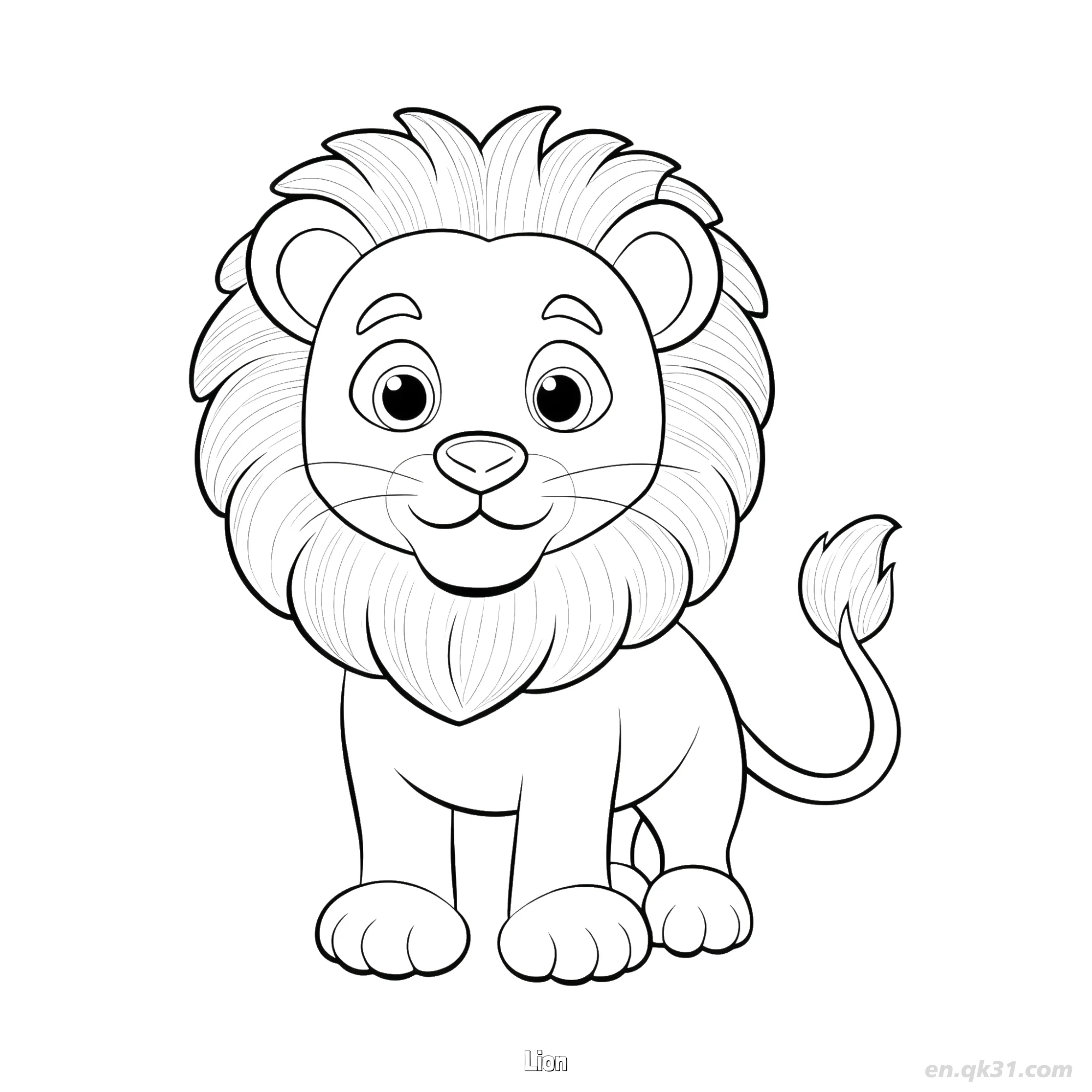 Smiling Lion with Mane Coloring Page – Free Printable Coloring Page for Kids and Adults