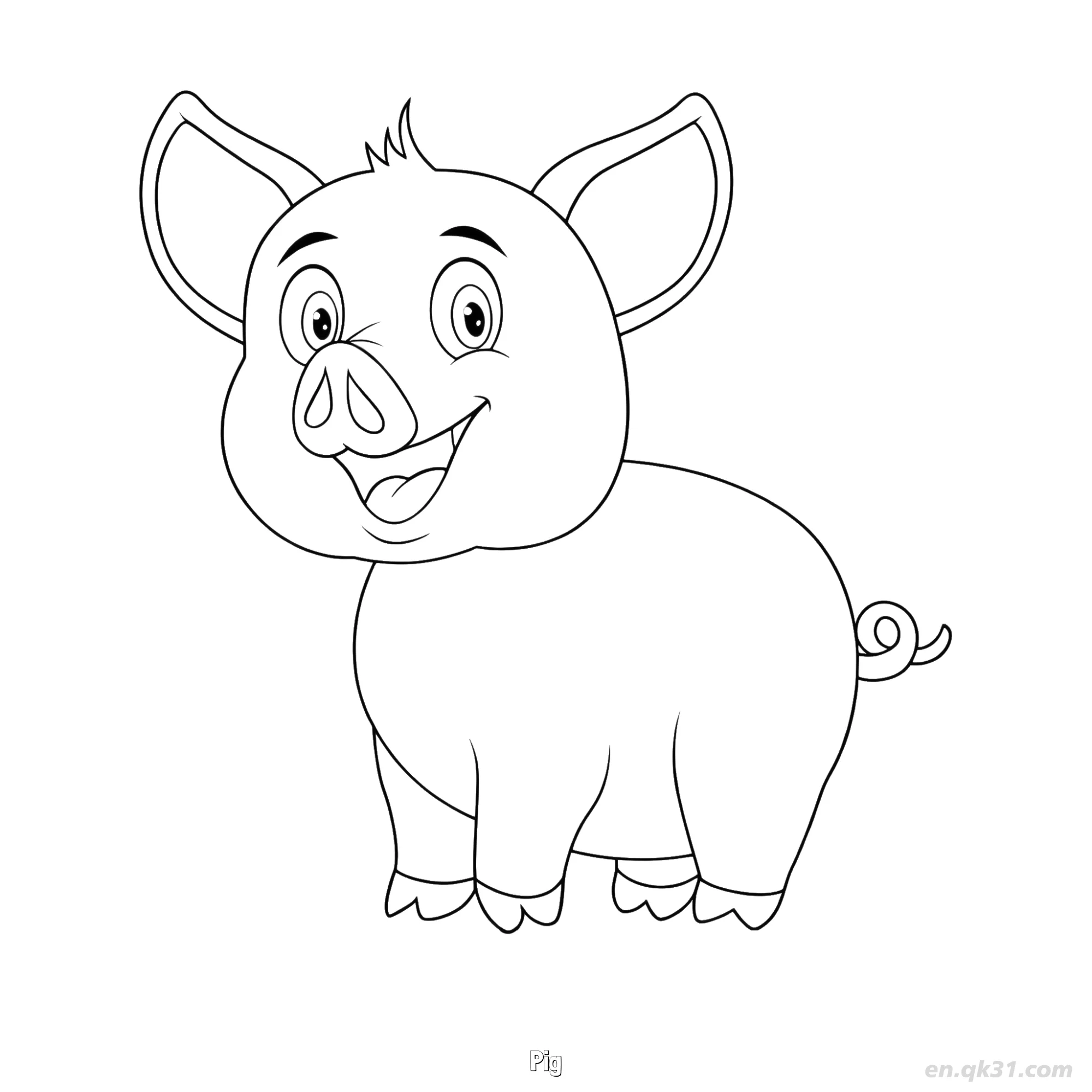Smiling Pig Coloring Page for Children – Free Printable Coloring Page for Kids and Adults