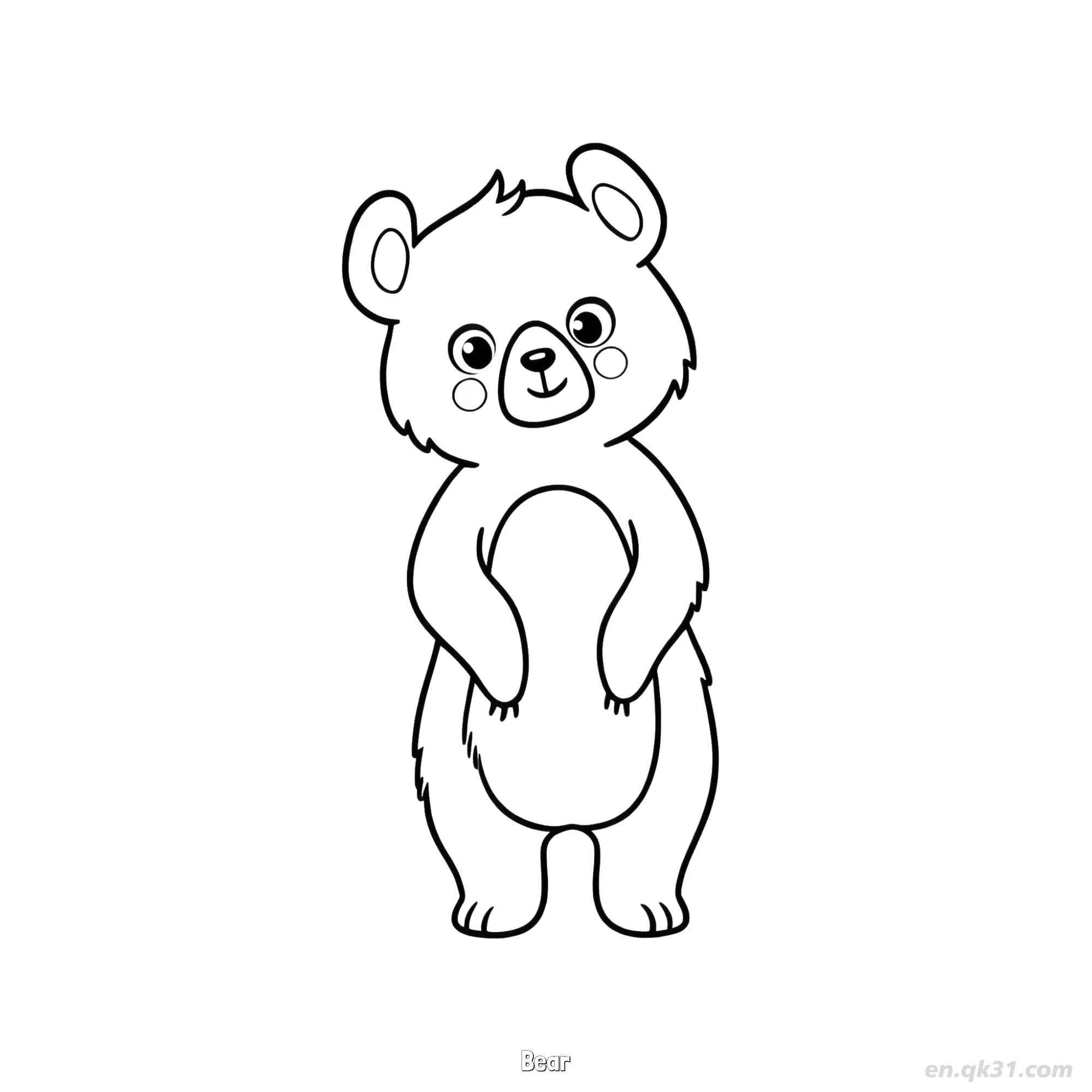 Standing Bear with Blush Cheeks Coloring Page – Free Printable Coloring Page for Kids and Adults