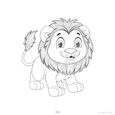 Free printable Standing Lion with Curved Tail Coloring Page coloring page