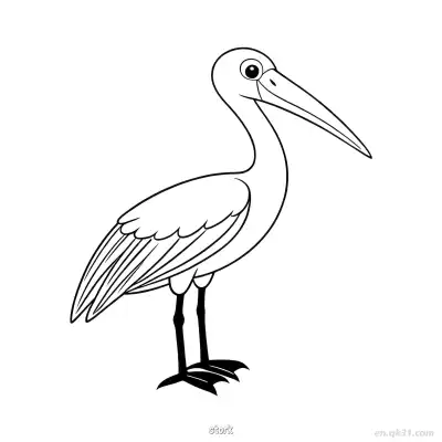 Free printable Stork Long Beak Bird Coloring Page coloring page