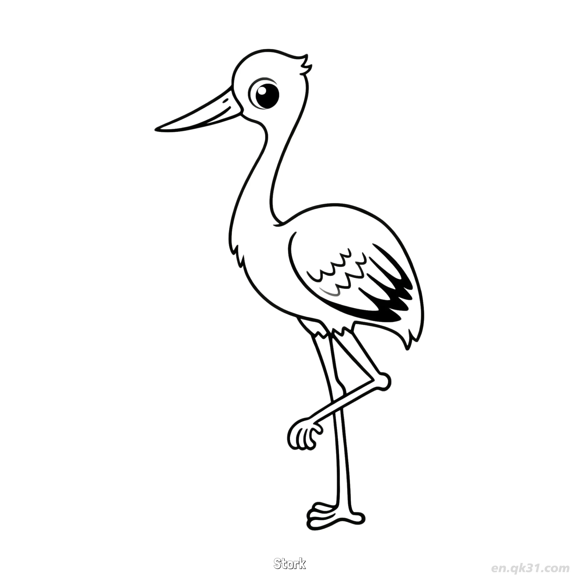 Stork Standing Coloring Page for Children – Free Printable Coloring Page for Kids and Adults