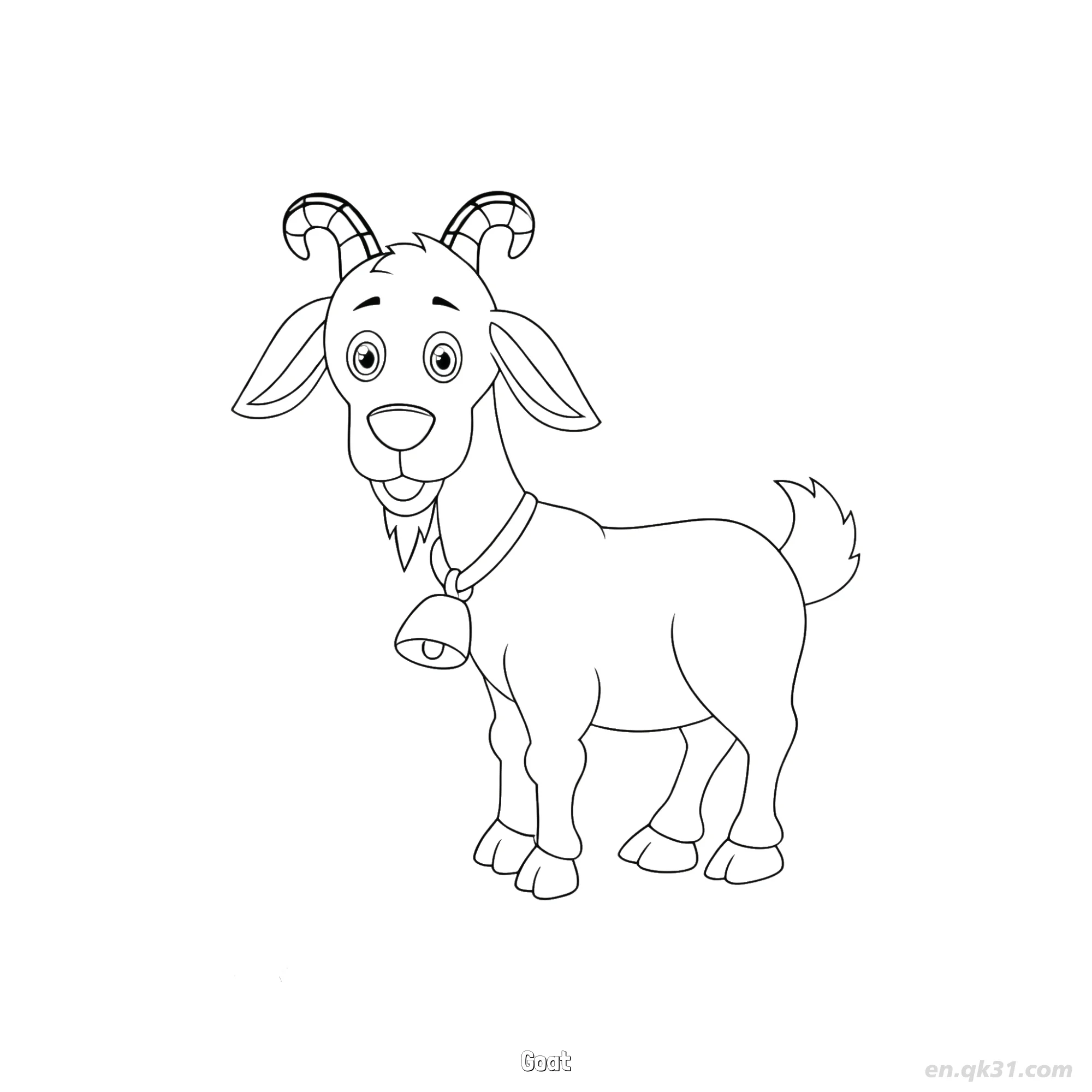Striped Horn Goat with Bell Coloring Page – Free Printable Coloring Page for Kids and Adults