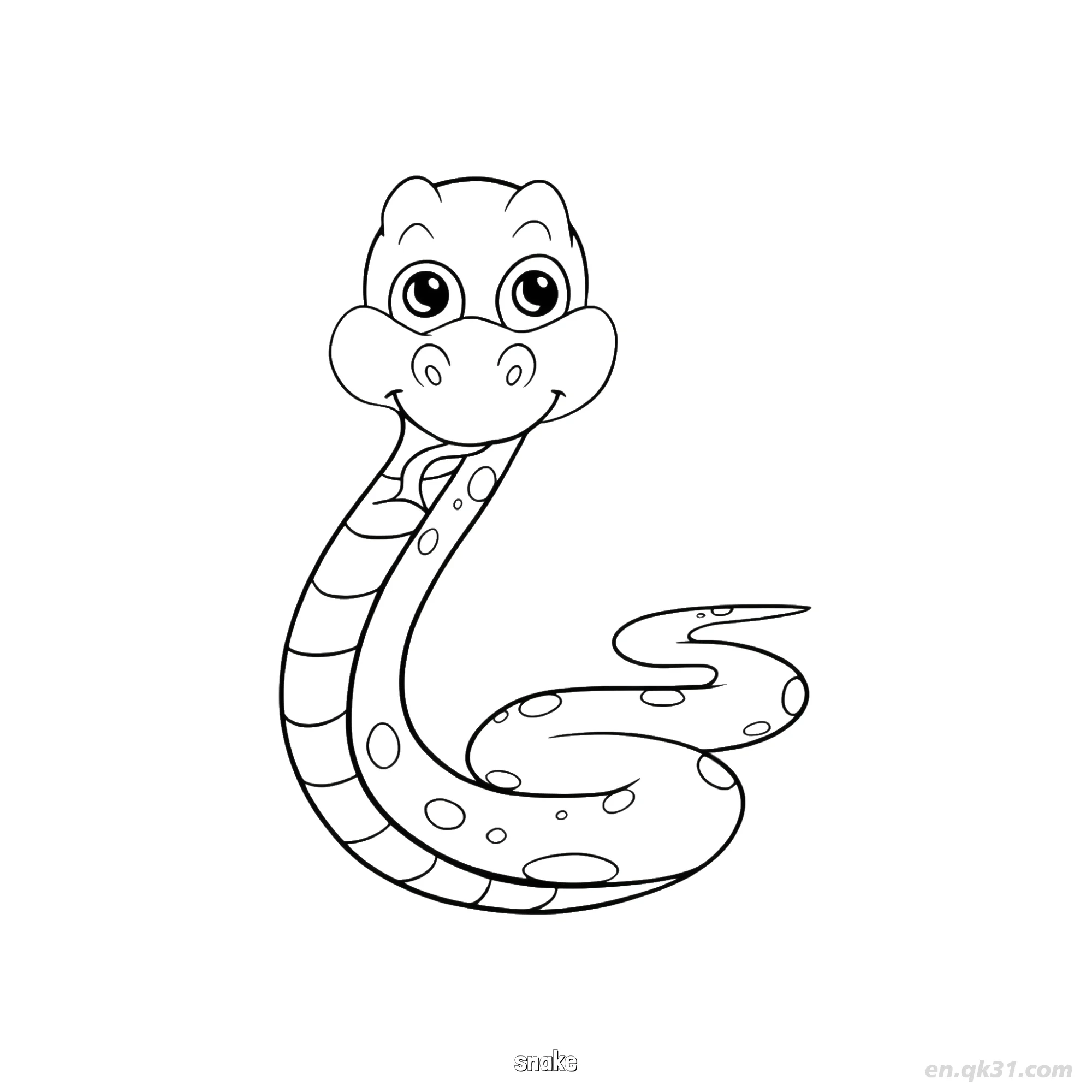 Striped Snake Easy Reptile Coloring Page – Free Printable Coloring Page for Kids and Adults
