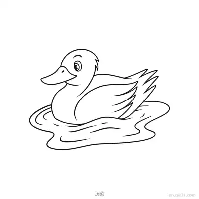 Free printable Swimming Duck with Rippling Water Coloring Page coloring page