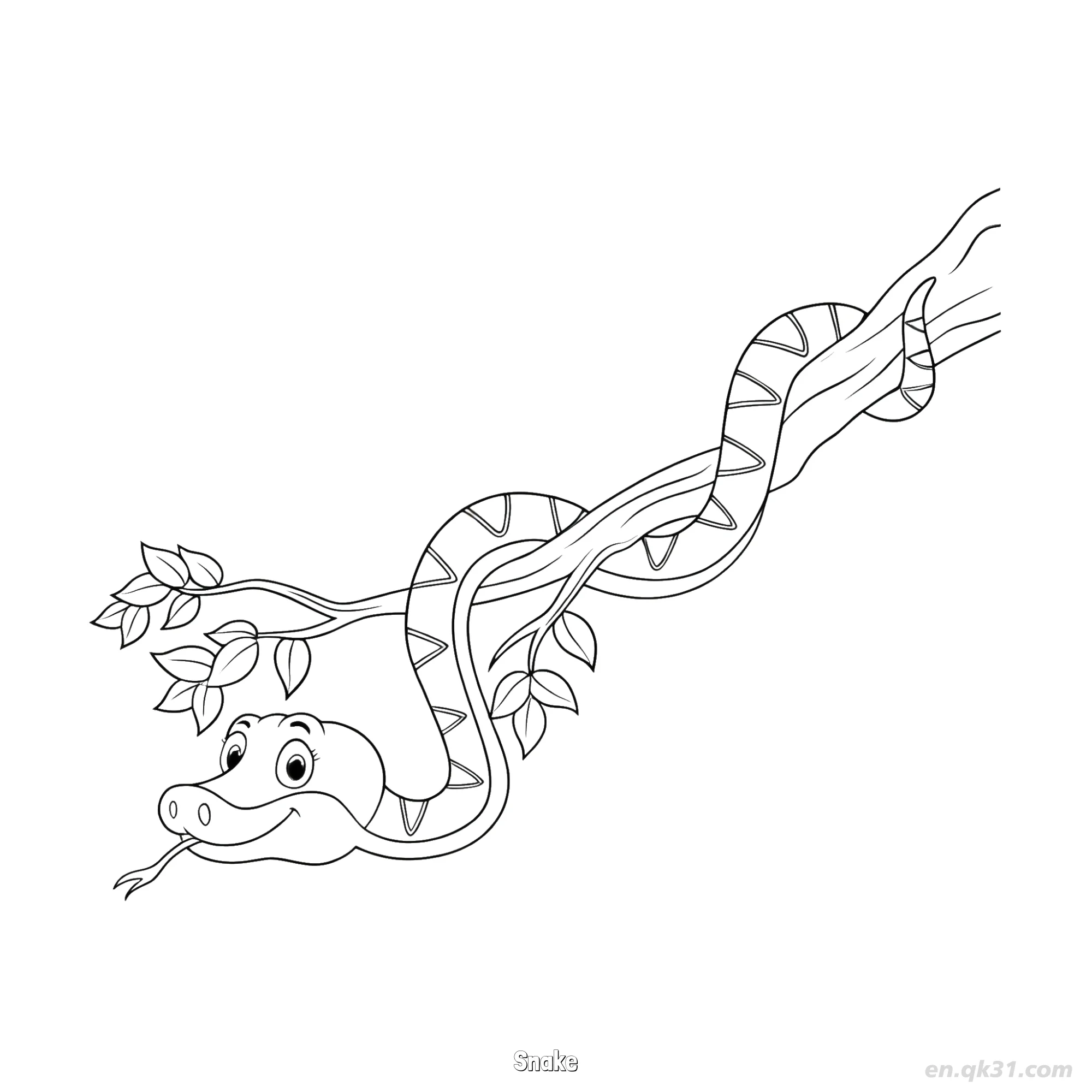 Tree Snake Coloring Page for Kids – Free Printable Coloring Page for Kids and Adults