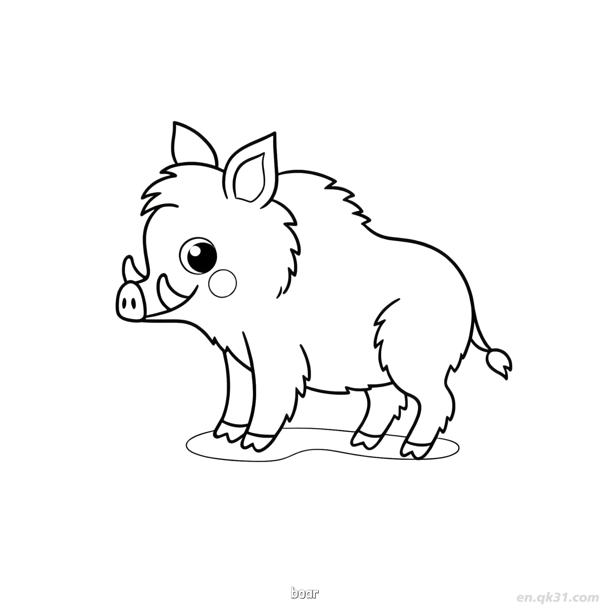 Wild Boar with Tusks Coloring Page – Free Printable Coloring Page for Kids and Adults
