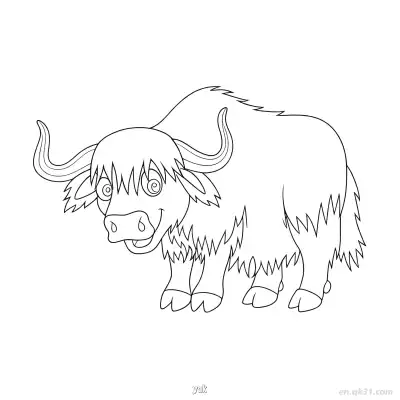 Free printable Yak with Shaggy Fur Coloring Page coloring page