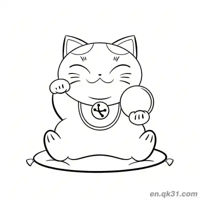 Free printable Classic Cushion Double Paw Lucky Cat Coloring Page coloring page