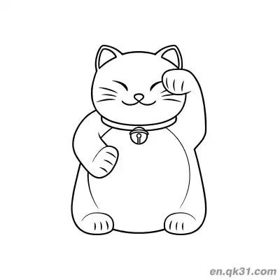 Free printable Minimalist Line Art Single Paw Waving Lucky Cat Coloring Page coloring page