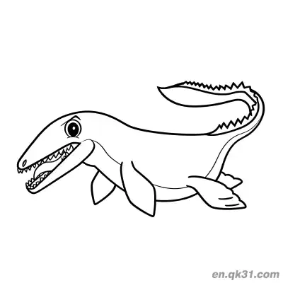 Free printable Mosasaurus Coloring Page Cartoon Crawling on Shore Jurassic World coloring page