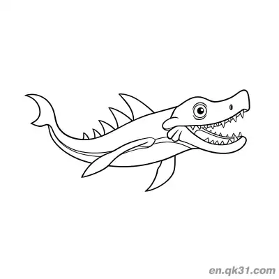 Free printable Mosasaurus Coloring Page Cartoon with Dorsal Fins Printable coloring page
