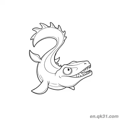 Free printable Mosasaurus Coloring Page Cartoon Spiked Tail Fin Dinosaur coloring page