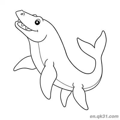 Free printable Mosasaurus Coloring Page Chibi Looking Up Smiling Cute coloring page