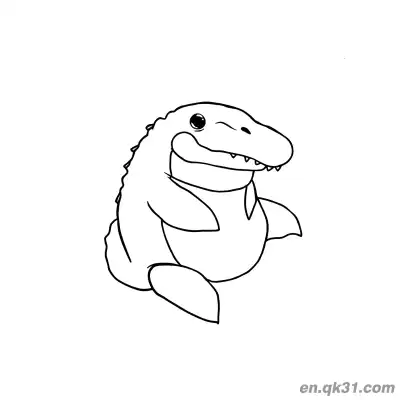 Free printable Mosasaurus Coloring Page Chibi Round Kawaii Style Easy coloring page