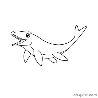 Free printable Mosasaurus Coloring Page Minimalist Cartoon Open Mouth Simple coloring page