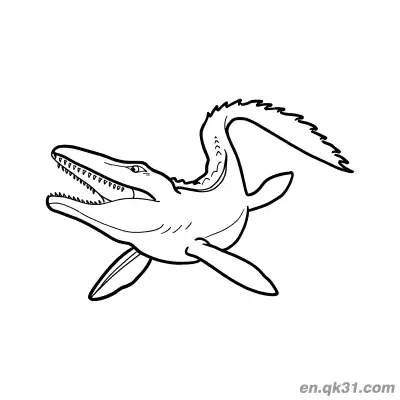 Free printable Mosasaurus Coloring Page Dorsal Fin and Tail Spikes Realistic coloring page
