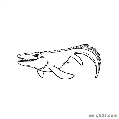 Free printable Mosasaurus Coloring Page Swimming with Tail Fins Ocean coloring page