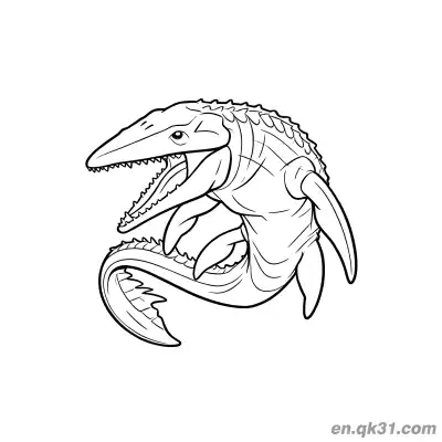 Free printable Realistic Mosasaurus Coloring Page Curled Up Detailed Scales coloring page