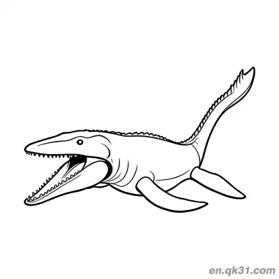 Free printable Mosasaurus Coloring Page Sleek with Dorsal Spines Streamlined coloring page