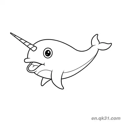 Free printable Cute Narwhal Sticking Out Tongue Coloring Page coloring page