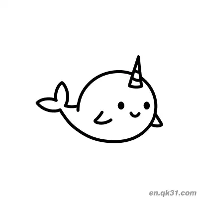 Free printable Minimalist Side Swimming Cute Narwhal Coloring Page coloring page