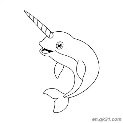 Free printable Narwhal Looking Up with Open Mouth Coloring Page coloring page