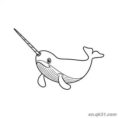 Free printable Realistic Long Horned Swimming Narwhal Coloring Page coloring page