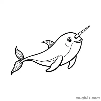 Free printable Realistic Long Tailed Swimming Narwhal Coloring Page coloring page
