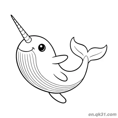 Free printable Realistic Swimming Narwhal Coloring Page coloring page