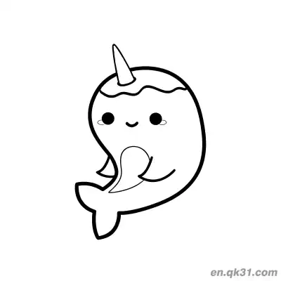 Free printable Round Cute Narwhal Coloring Page coloring page