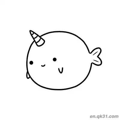 Free printable Round Narwhal Sticking Out Tongue Coloring Page coloring page