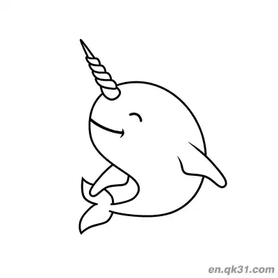 Free printable Smiling Curled Up Narwhal Coloring Page coloring page