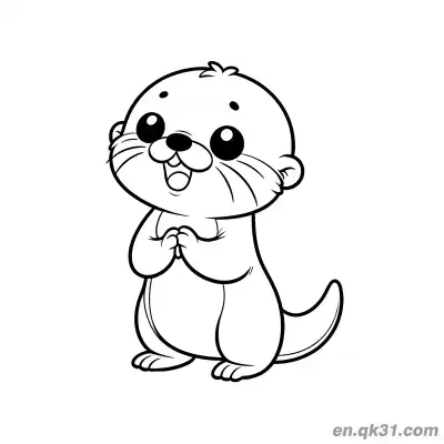 Free printable Chibi Big Eyes Happy Otter Coloring Page coloring page